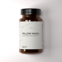 Brown supplement bottle labeled 'Yellow Maca+' by Clenvia on a white background